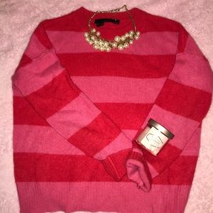 360Cashmere sweater with pink and red stripes.